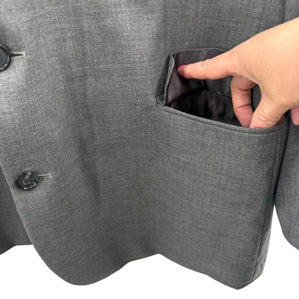 Land’s End Men’s 100% Wool Two Button Blazer Sports Coat Gray Size 48 Regular - Picture 3 of 12